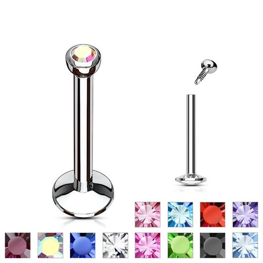 Internally Threaded Stainless Steel Jeweled Labret with 2mm Ball